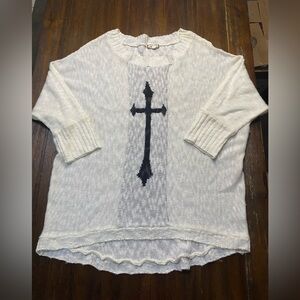 Eyeshadow Women's Sweater, Size XL White/Black, 100% Acrylic